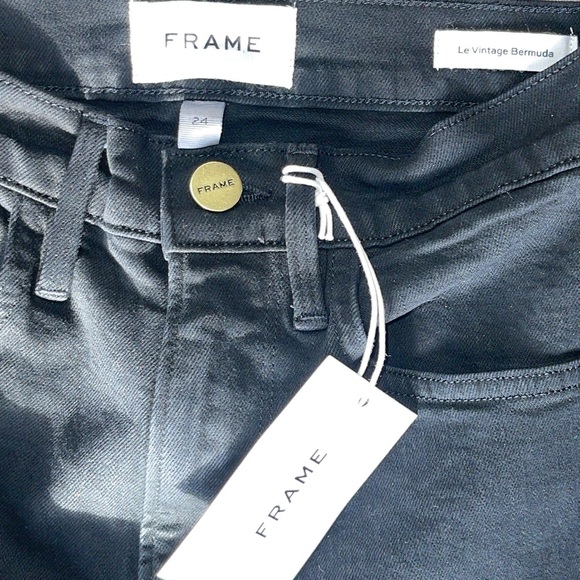 Frame Denim Le Vintage Bermuda Black Shorts Size 24 - Picture 8 of 16